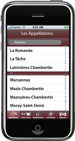 Ecran Iphone : Oenotourisme Bourgogne
