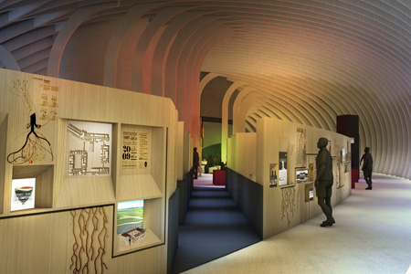 Le mur des tendances du futur centre culturel du vin, à Bordeaux.